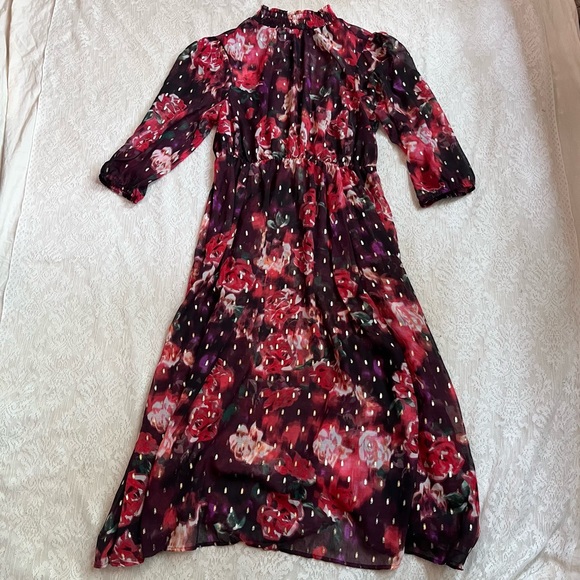 Torrid mock neck chiffon floral midi dress - Picture 2 of 11